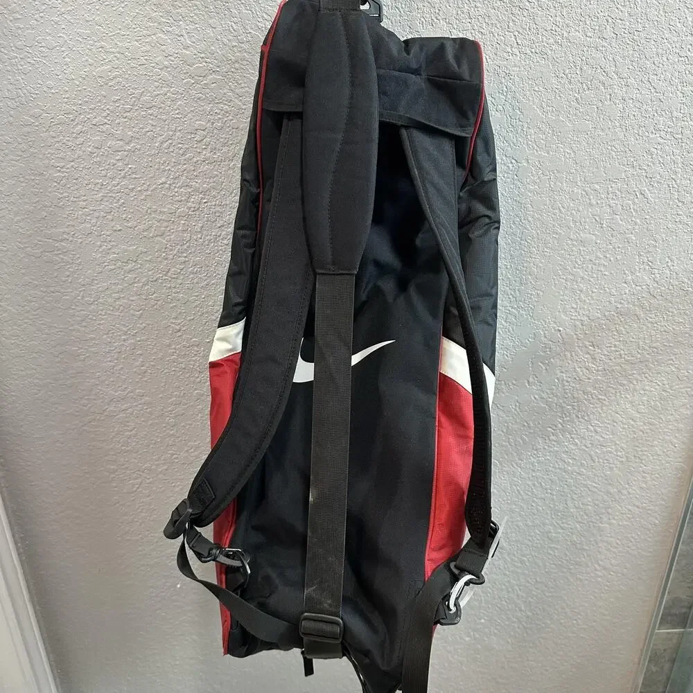 Nike Tennis Racquet Bag Backpack Black Red White Dual Strap BA2421 Swoosh Court